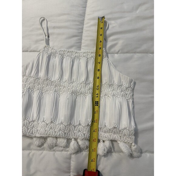 Show Me Your Mumu White Boho Crochet Tassel Tank Top Festival Beach Summer M - Picture 8 of 8